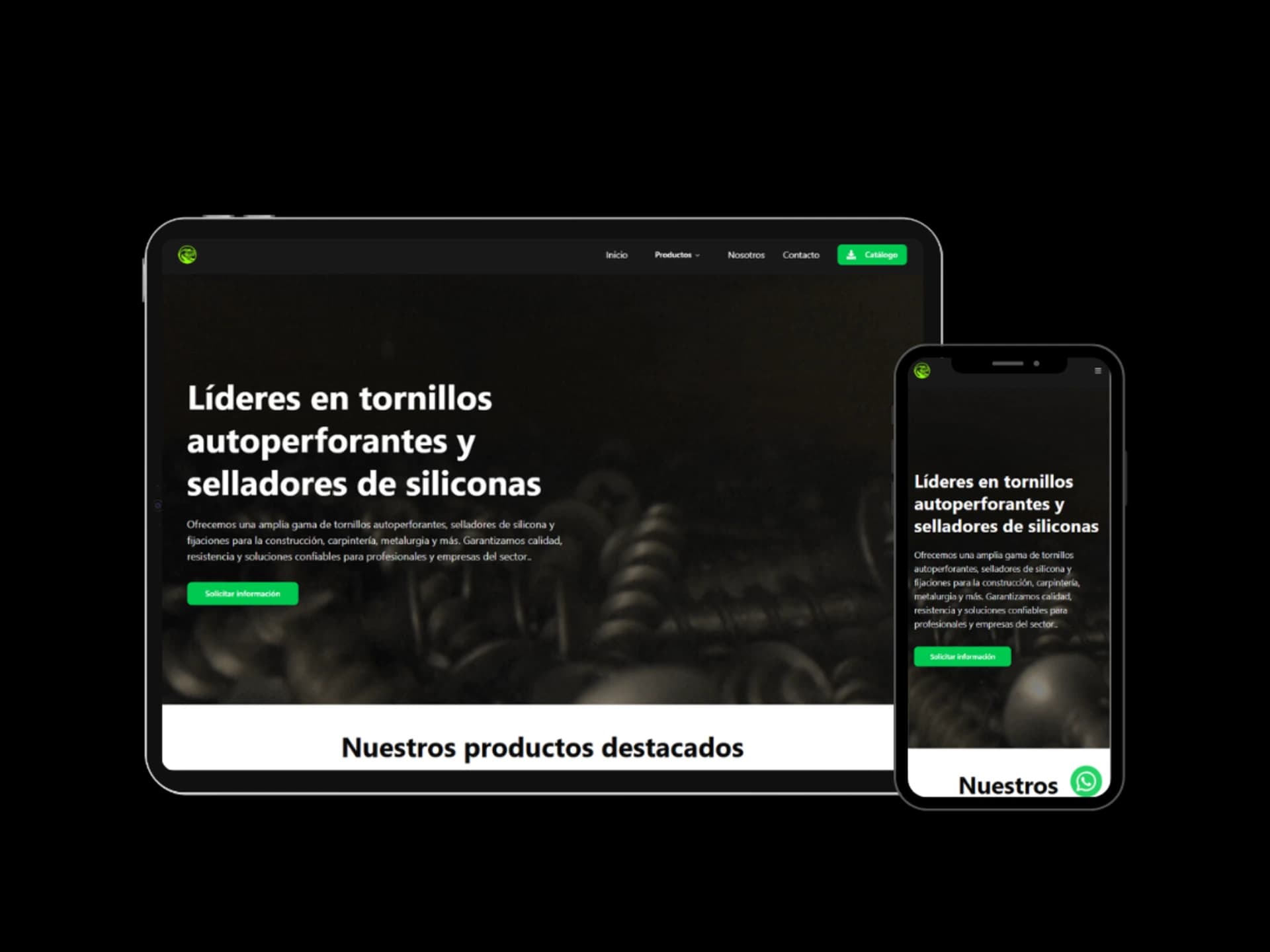 Sitio web B2B para Tornillos Raptor