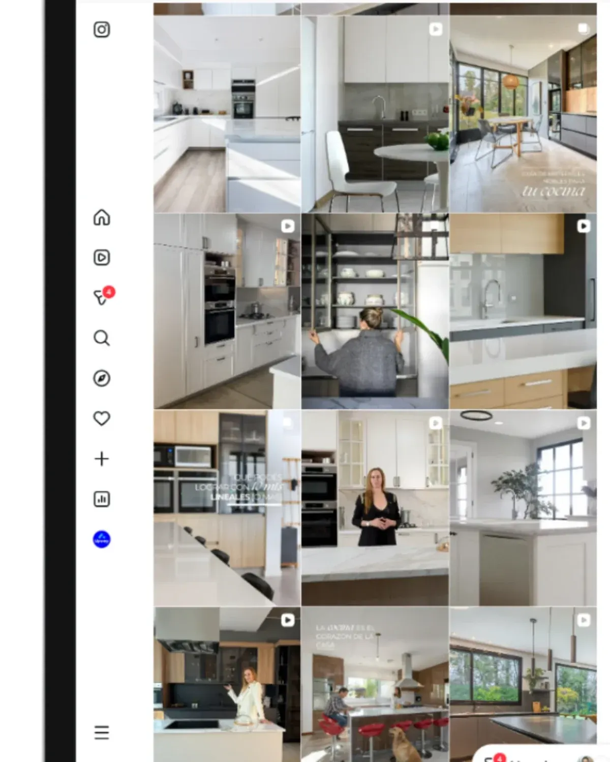 Feed de Instagram de Cucina Bella en una tablet