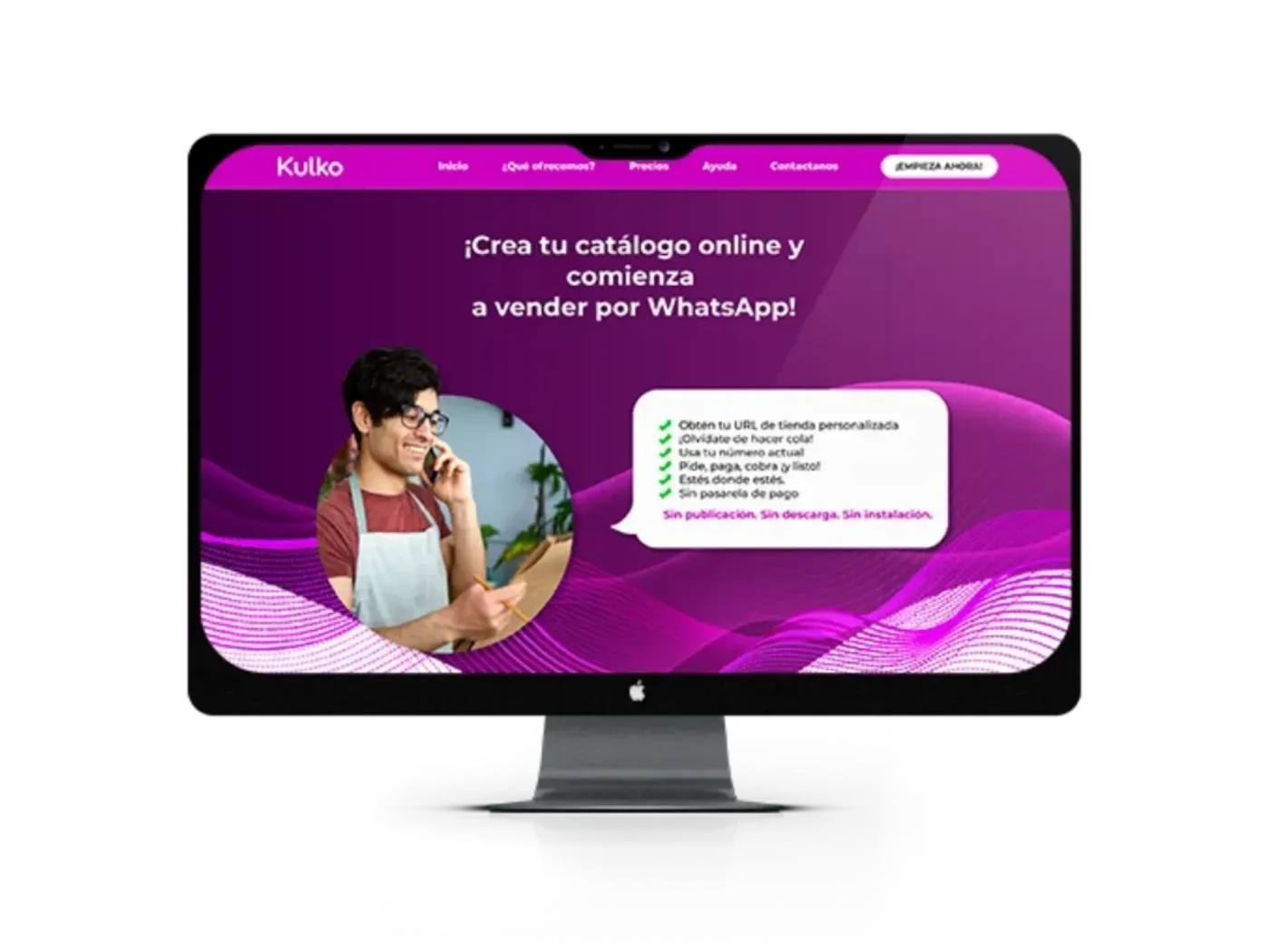 Sitio web de Kulko App en un monitor
